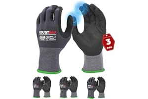 Mustbau 3 Pairs Safety Work Gloves,Non-Slip Gardening Gloves, Abrasion Resistant Nylon Working Gloves,Good Grip on Palm and Fingers,Ideal for Men Women General Duty Work-M