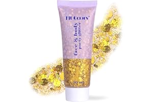 NAILPRETTY Lentejuelas Purpurina Cara, Festival Brillo para Ojos y Cabello, Gel De Purpurina Luminoso, Trucchi Sfavillante a Lunga Durata para Halloween y Fiestas (Amarillo)