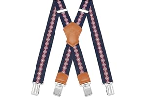 Dresime Tirantes Hombre para pantalones con 4 clips Extra Fuerte Metalicos X Forma Ancho 4 cm Tirantes Elásticas Longitud Adjustable Para Hombre y Mujer