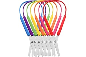 Qaestuan 7 Pz forbice Punta Arrotondata, Forbici per Bambini Ad Apertura Automatica, Impugnatura Ergonomica Facili Da Impugnare Ad Anello