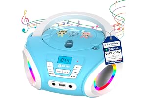 KLIM Candy Kids Boombox CD-spelare för barn ny 2023 + FM-radio + batterier + blå radio - CD-spelare för barn med högtalare + perfekt för barn och småbarn