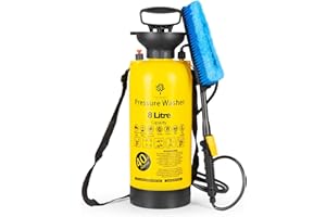 EBUZZ 8L Portable Pressure Sprayer with Wash Brush and Lance - Manual Washer