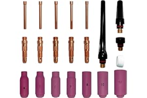ELECTROMECANICA CANTABRIA ELCAN ELCAN Consumibles y accesorios profesionales para antorcha soldadura TIG serie WP 17 18 26 con toberas cerámicas, boquillas, difusores, tapones y porta-tungstenos. 21 piezas