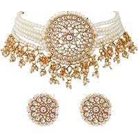 Shining Diva Fashion Latest Stylish Choker Traditional Pearl Kundan Necklace Jewellery Set for Women