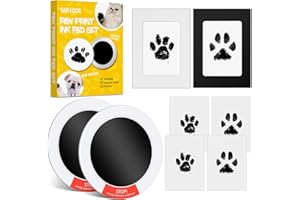 Taricor Huella Perro, Set Huella de Perro y Gat, El Kit Contiene 2 Plantillas y 2 Marcos de Fotos Blanco y Negro, 4 Tarjetas de Impresión, Huella Perro Recuerdo