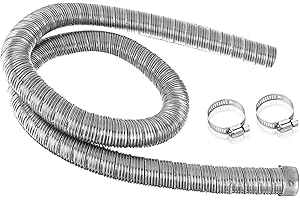autozen Heater Exhaust Pipe, 60cm two-layer Stainless Steel Exhaust Pipe with 2 Clamps generator exhaust hose for Diesel Gas Vent Hose Heating