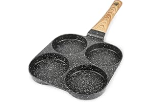 GiPP Poêle à Pancakes 4 Emplacements, Poêle à Omelette Antiadhésive en Aluminium, sans PFOS/PFOA, pour Petit-déjeuner Oeuf Au Plat Pancakes, pour Cuisinière à Gaz et Induction, Grise