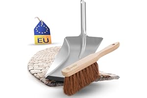 Novaliv Kehrblech Set KOKOSBORSTEN Handfeger Kehrblechgarnitur Metall mit Gummilippe Kehrblechbesen weiche Borsten Handbesen Kokosfaser Handkehrset Kehrblechset Kehrschaufel Feger und Kehrblech
