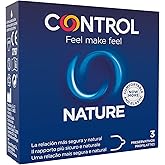 Control Preservativos Nature. Caja de 3 Condones para un Placer Natural, Lubricados, Sexo Seguro. Disfruta de unos Preservati