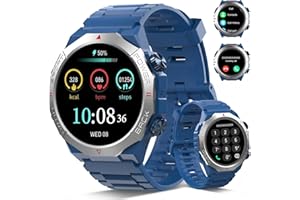 Qecnato Reloj Inteligente Hombre, 1,39" Smartwatch con Llamada Bluetooth, Impermeable IP68 Reloj Deportivo con 110+ Modos, Redondo Pulsera Actividad con Monitoreo de Sueño/Pulsómetro/Podómetro, Azul
