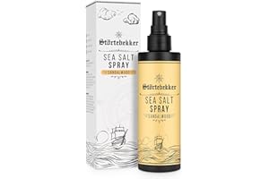 STÖRTEBEKKER SHAVING ACCESSORIES Störtebekker® Premium Sea Salt Spray de sándalo – Spray de agua salada con sal marina natural para dar volumen, brillo y agarre flexible – vegano, sin siliconas ni parabenos (200 ml) – Textura del