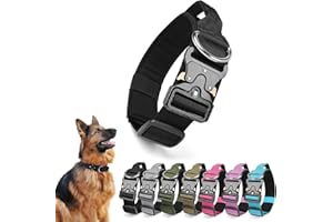 Ledeak Collar Táctico Perro con Mango de Control, Ajustable Resistente Collares para Perros con Hebilla de Metal, Collar Perro de Polipropileno Acolchado (Negro, XL)