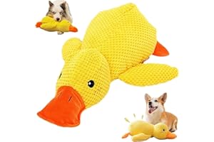 Luylmo 2025 Anti Stress Ente Für Hunde, Quack-Quack Duck Hundespielzeug, gelbes Quietschspielzeug, langlebiges Plüschspielzeug 45 × 38 cm, geeignet für Kleine/Mittlere/Große Hunde