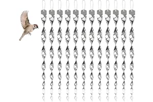 NJDT 12PCS Reflective Bird Deterrent Rods Reflective Bird Deterrent Hanging Bird Scarer Rods Keep birds away from your farmland, orchard, garden, lawn, airport, pond, balcony, etc