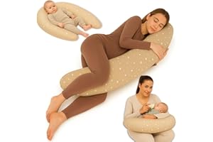 Totsy Baby Cuscino allattamento e gravidanza 190cm – Guanciale laterale corpo per dormire sul fianco Supporto perfetto per il riposo e il relax Ideale per maternità e futuro mamme Forma a C Oeko-Tex