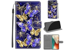 KENHONER Funda para Xiaomi Redmi Note 13 5G Carcasa, Funda para Redmi Note 13 5G Funda Libro con Tapa Piel Case Flip Cuero,Cierre Magnético Antichoque - Mariposa