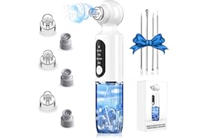 Robofun Mitesserentferner Porenreiniger Gesicht 4 Modi & 6 Saugspitzen & Sichtbarem Wassertank & Heiße Kompresse, 75kpa Super Saugkraft zur Gesichtsreinigung Akne Behandlung Mitesser Sauger Hautpflege