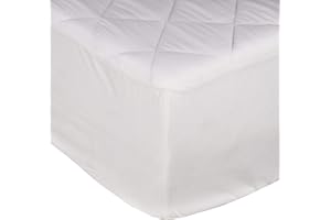 Sleepdown Pikowany dopasowany ochraniacz na materac poszewka na poduszkę biała miękka przytulna z bardzo głęboką kieszenią 30 cm, odporna na roztocza – podwójne 135 x 190 cm