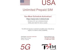 TSIM PrePaid USA SIM card. Unlimited incoming and outgoing calls/text | Ultra High Speed 5G Data allowance. Hotspot/Tethering/Internet Sharing allowed. (1GB x 2 Month)