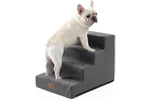 COZY KISS Wide Dog Stairs for Small Dogs, Pet Steps for Bed Sofa Car, Non-Slip Dog Stair for Old Cats, Puppy, Small Medium Dogs (Dark Grey, 60x45x45cm, 4)