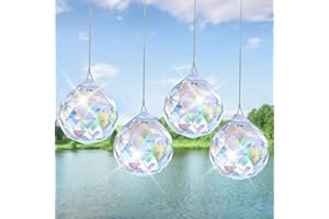 AILVOR Prisma Kristalle - 4 Stück Sonnenfänger Kristalle, 50mm, für Kronleuchter und Fenster Deko
