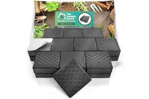 The Garden Gecko Invisible Pot feet for outdoor plant pots and flowers, solid rubber risers with a custom non-slip square surface grip | 21 POT FOOT + 21 STRONG ADHESIVE PADS.