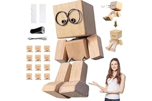 AOMANTIC SARL Wackelnder Holzmann, Wackelnde holzfigur, Schüttelmann Holz, Charmante kleine Holzfigur, Wackelnder Holzfigur, Shaking Wooden Man Figur, Schüttelnde Holzmann Figur, Wobbling Wooden Figures