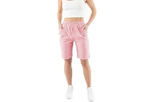 URBAN STITCH Womens Capri Trousers Shorts with Pockets Casual Wear Full Length Trousers Elasticated High Waist Pants Lounge Wear Plus Size