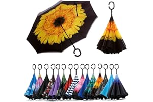 JOOAYOU Paraguas Invertido de Doble Capa,Paraguas Plegable de Manos Libres Autoportante,Paraguas a Prueba de Viento Anti-UV para la Lluvia del Coche al Aire Iibre