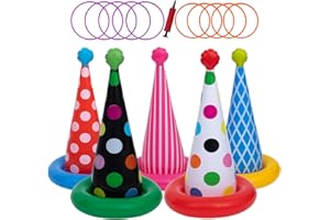 POPTREND Inflatable Ring Toss Game Set Birthday Christmas Rings Toss Game with Air Pump, Inflatable Rings Party Toys Gifts for Adults Kids Family School Party Favor Indoor Outdoor Toss Game
