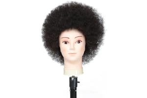 Tcwuzick träningshuvud afroamerikansk med 100 % mänskligt hår skyltdocka huvud kosmetologi afro hår docka huvud för övning styling flätning