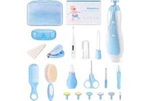 Megainvo Set per la Cura del Bambino Set Neonato Igiene 25 in 1 Lima Elettrica per Unghie Neonato Forbicine Neonato Tagliaunghie Neonato Spazzola e Pettine Neonato Beauty BabyCare Set Cura Neonato