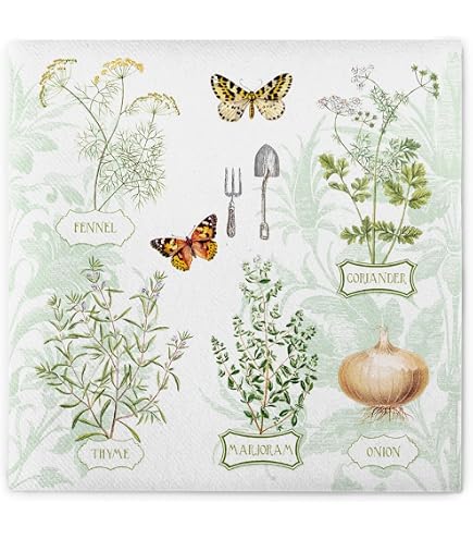 HOME FASHION Servietten „Gemüsegarten“ – 20 Stück, 33x33 Cm – Für Serviettentechnik, Basteln & Tischdeko