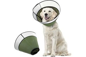 PUZAUKAL Collerette pour Chien Collier de Récupération Collerette Chien Anti Lechage Réglable Respirant Collier de CôneProtection pour Chien Anti-Morsure Après la Chirurgie-Vert(XL)