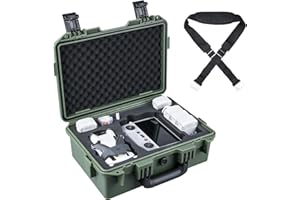 Lykus Titan MM410 Custodia/Case/Valigia impermeabile per DJI Mini 4 Pro/Mini 3/Pro e DJI RC2/RC/RC-N2/N1, Verde con tracolla, Supporta tracolla RC e fino a 7 batterie [SOLO CUSTODIA]