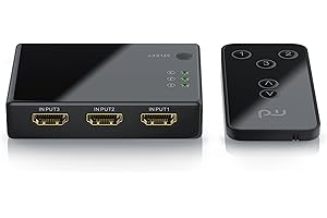 CSL-COMPUTER CSL przełącznik HDMI 4K – 3 porty HDMI przełącznik – ARC – CEC – rozdzielacz wraz z pilotem i zasilaczem – 2160p Ulta HD 1080p Full HD 60Hz – 3D Ready – HDCP – automatyczne przełączanie – 3 w 1 Out