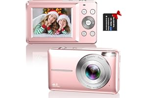 Digital Camera, Hauyince FHD 1080P 44MP Compact Camera, Vlogging Camera with 16X Digital Zoom, Powerful Cameras for Photography, Portable Mini Camera for Kids Teens Beginners-Pink
