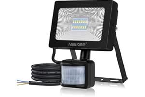 MEIKEE 15W Security Lights with Remote Control Outdoor PIR Sensor Lights Adjustable 12M Detection 1200 Lumen DimmableDaylight White Waterproof IP66 LED Outdoor Light for Garden Garage Backyard