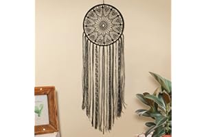 Nice Dream Atrapasueños Negro, Atrapasueños Hechos a Mano de Encaje de Ganchillo para Decoración del Hogar Colgante de Pared