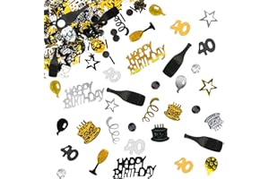 Giftota 40th Birthday Confetti (Gold Black) 30g, Anniversary Decoration for Wedding Party Tables