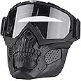 KASTWAVE Motorcycle Goggles Detachable Face Mask, Airsoft Mask Full Face, Protective Gear Compatible with Helmet for Men Women Kids Youth, Detachable Clear Goggles for Motorcycle ATV Dirt Bike
