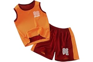 GENERIC Camiset Baloncesto Niño,Conjunto Baloncesto Niño 2 Piezas, Equipación Baloncesto Niños Sin Mangas, Camisetas de Baloncesto para Niños + Pantalones Cortos, Trajes de Baloncesto 4 a 14 años