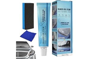 GIMOCOOL Car glass cleaning paste, glass oil film removal paste, mirror oil film remover with sponge, towel, universal car glass polishing degreasing oil film cleaner for mirrors, window glass