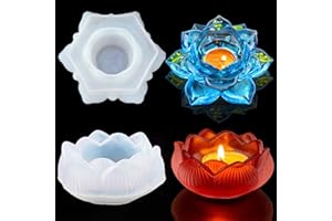 EPODA 2 Pièces Moules en Resine Epoxy de Lotus de Bougeoir, Moule Silicone pour Moulage Resine Bougeoir, Moules de Rangement Lotus