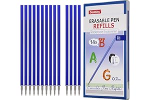 DEALKITS 14x Radierbare Ersatzminen Blau, Kompatibel mit Legami, [Stiftespitze: 0,7mm, Höhe: 13cm], Löschbare Nachfüllminen Gelschreiberminen mit Thermosensitiver Tinte, Ideal für Büro-/Schulbedarf