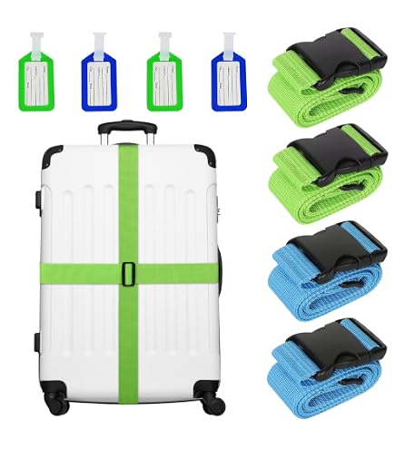 KAMACA 4er Set Koffergurt Mit Namensschild – Robust, Verstellbar & Wiederverkennbar