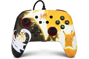 PowerA Manette filaire améliorée pour Nintendo Switch, modèle Switch OLED et Switch Lite, accessoire de jeu, manette de jeu, manette filaire, sous licence officielle - Pokemon: Pikachu vs. Meowth