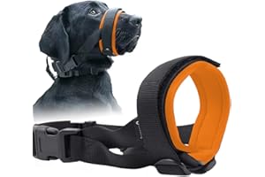VINPAM-Soft and Comfortable Dog Muzzle - Gentle Protection Against Biting and Unnecessary Chewing - Secure Fit - Cushioned with Soft Chloroprene Rubber - No More Scratches (Orange)