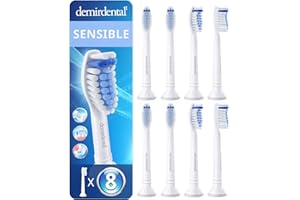 8 Pack demirdental compatible pour Philips Sonicare Têtes de brosse de rechange, Sensible, Blanc, remplace HX6058