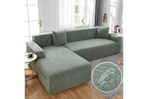 GVFKGD Sofabezug Ecksofa L Form, Weich Jacquard Stoff Schonbezug, Wasserdicht Couchbezug, Kratzfeste Sofahusse Für Katzen Und Hunde, Für Wohnzimmer Anti-Rutsch Atmungsaktive Stretch